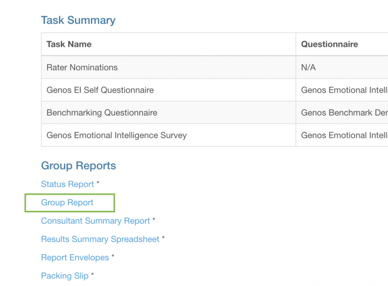 Group Report Options for Genos EI Assessments – Genos International